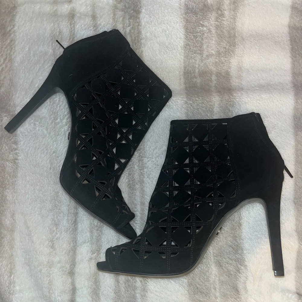 MICHAEL Michael Kors Ivy Bootie Peep Toe Perforated Booties, Black